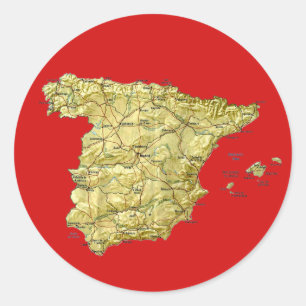 Spanien kartaklistermärke runt klistermärke