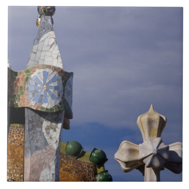 Spanien, Katalonien, Barcelona. Casa Batllo (1906) Kakelplatta (Framsidan)
