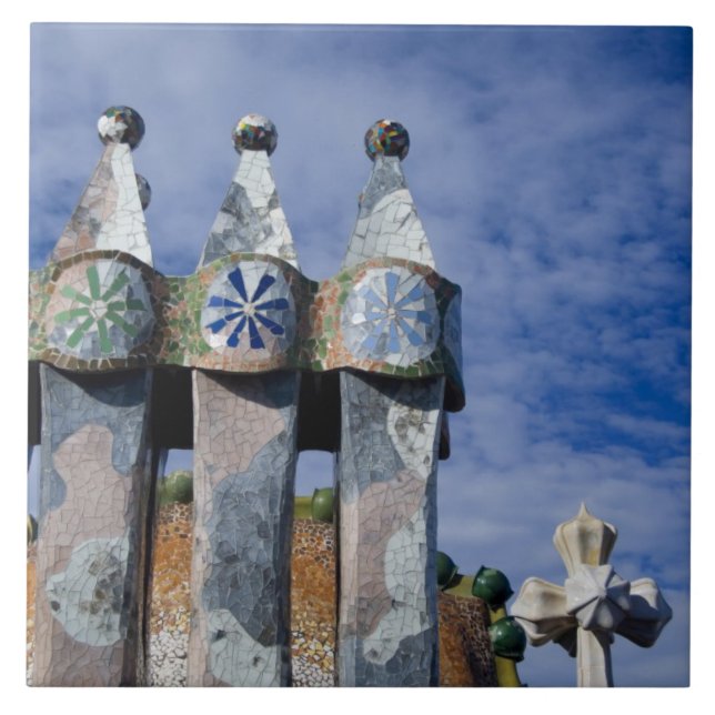 Spanien, Katalonien, Barcelona. Casa Batllo (1906) Kakelplatta (Framsidan)