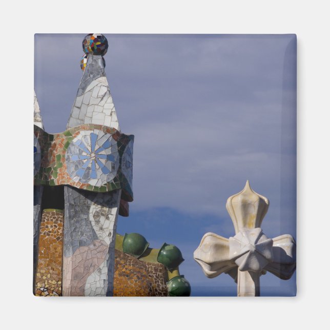 Spanien, Katalonien, Barcelona. Casa Batllo (1906) Magnet (Framsidan)