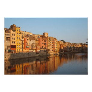 Spanien. Katalonien. Girona. Bostäder på Onyar Fototryck