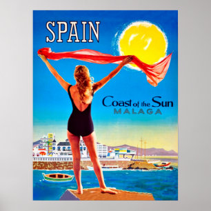 Spanien, Kusten i sol Malaga Poster
