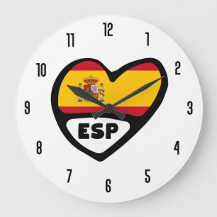 Spanien Land Code ESP Flagga Heart Stor Klocka