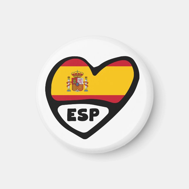 Spanien Land Code Flagga Heart, ESP Magnet (Framsidan)