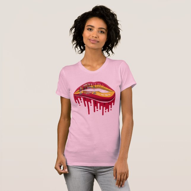 Spanien läppar stolthet rot flagga t shirt (Hel framsida)