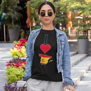 Spanien Lodrät I Kärlek (KVINNOR I Karta Spanien F T Shirt