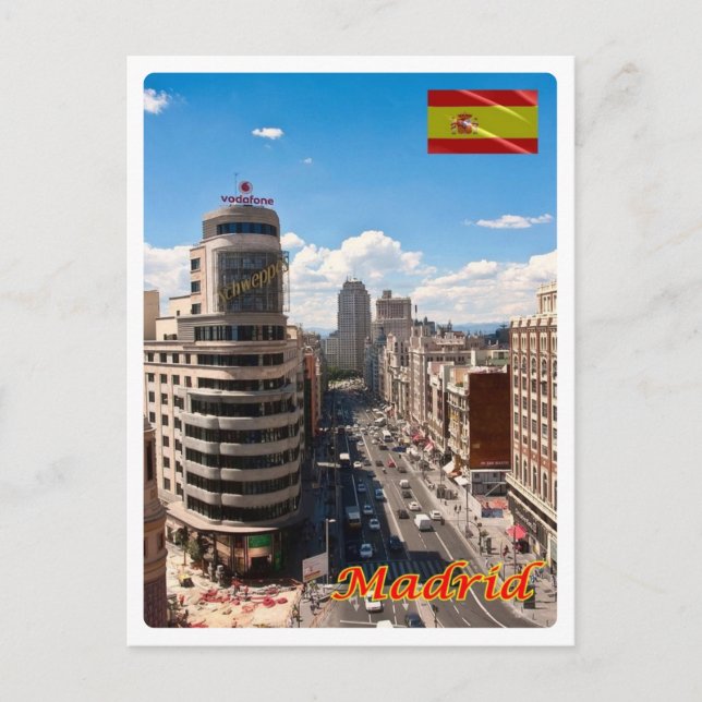 Spanien - Madrid - centrala Avenu - Vykort (Framsida)