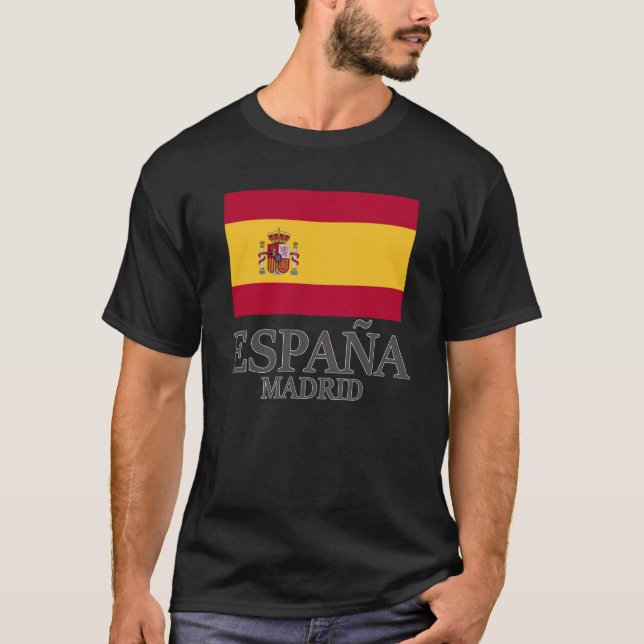 Spanien Madrid Flagga Travel Europe Helgdag T Shirt (Framsida)