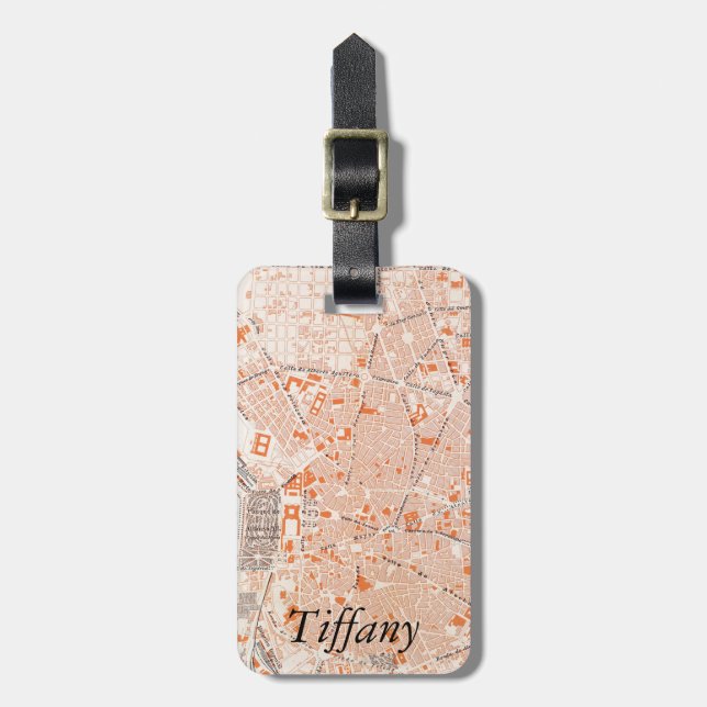 Spanien: Madrid karta, C1920 Bagagebricka (Vertikal Framsida)