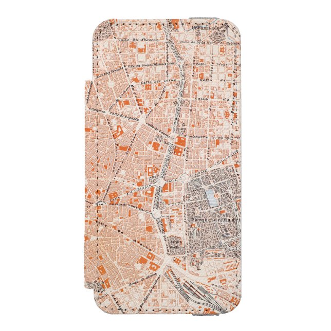 Spanien: Madrid karta, C1920 Incipio iPhone Wallet Skal (Folio Framsidan)