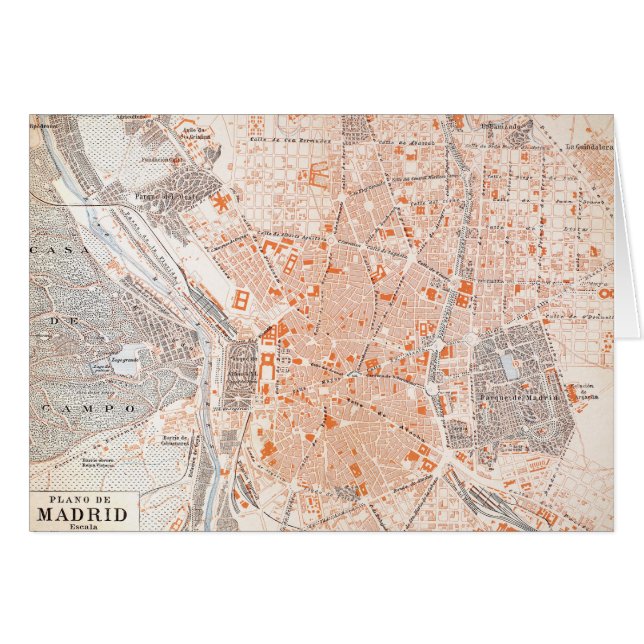 Spanien: Madrid karta, C1920 OBS Kort (Framsidan Horizontal)