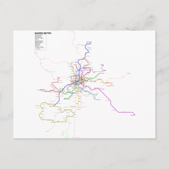 Spanien-Madrid Metro Karta Vykort (Framsida)