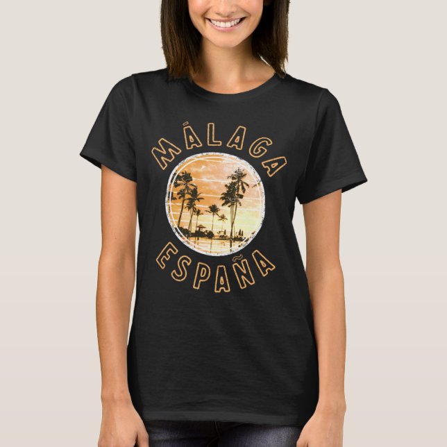 Spanien Malaga ESPANA Retro Sunset T Shirt (Framsida)