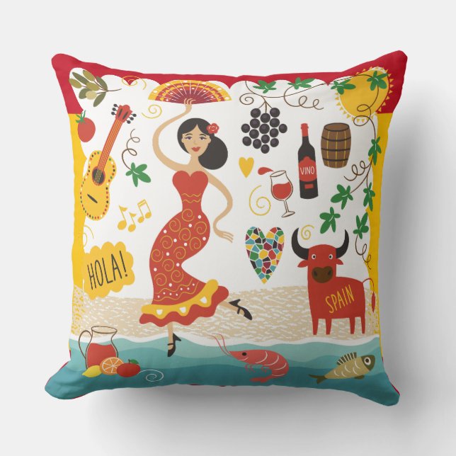 SPANIEN Monogram - SE TILLBAKA! Dekorativ kudde (Framsida)