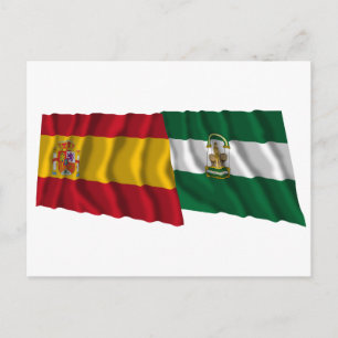 Spanien och Andalusien som viftar flaggor Vykort