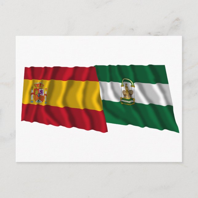 Spanien och Andalusien som viftar flaggor Vykort (Framsida)