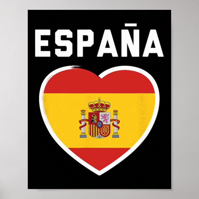 Spanien Och Espana - Fotboll Och Fotboll Flagga Tr Poster (Framsidan)