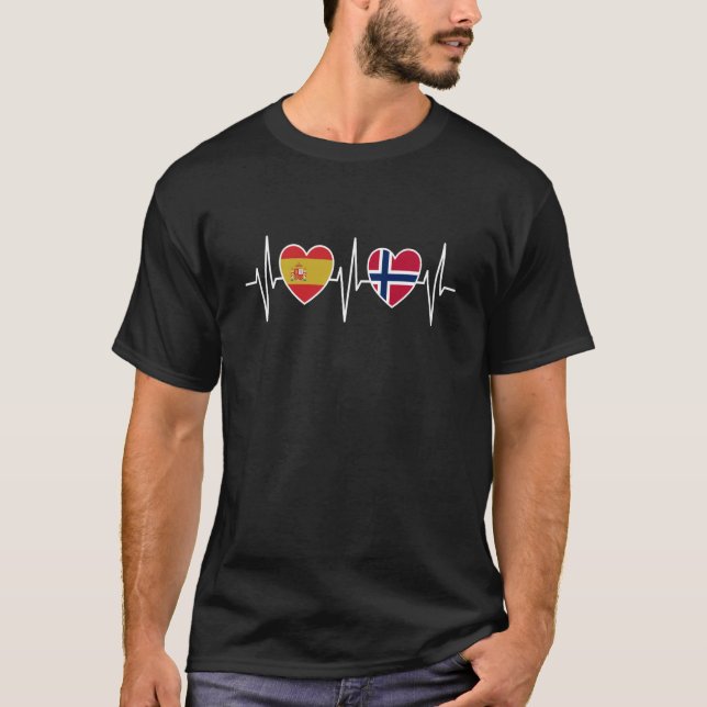 Spanien och Norge Norska Flagga Flaggor T Shirt (Framsida)
