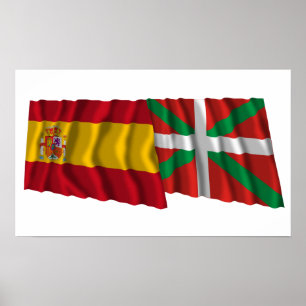 Spanien och País Vasco (Euskadi Baskque) som vifta Poster