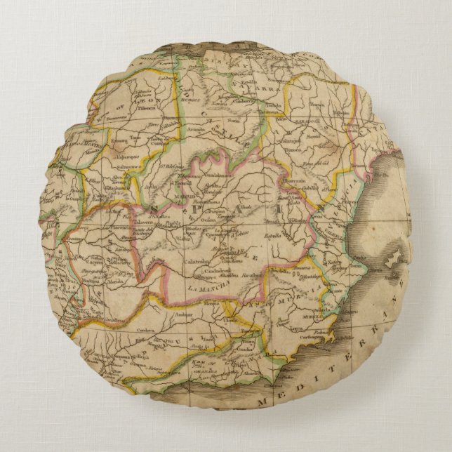 Spanien och Portugal 4 Rund Kudde (Framsidan)