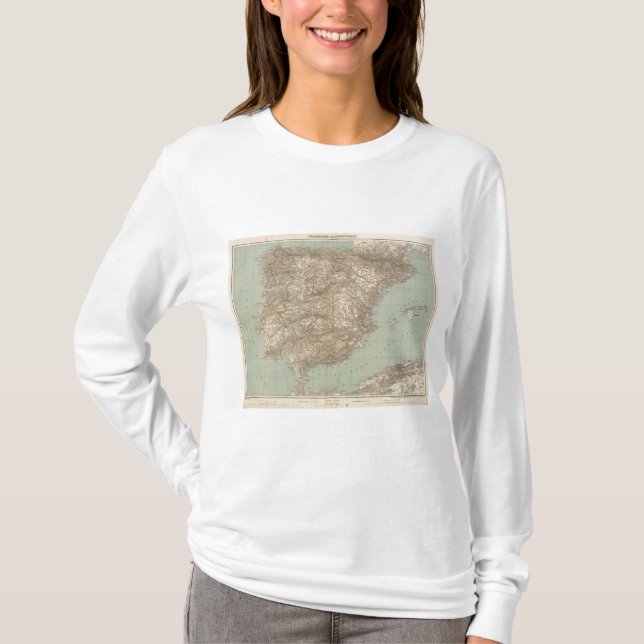 Spanien och Portugal kartbokkarta Tee Shirt (Framsida)