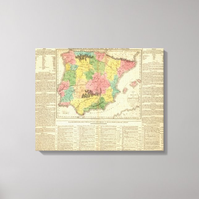 Spanien och Portugal, kronologi Karta Canvastryck (Framsida)