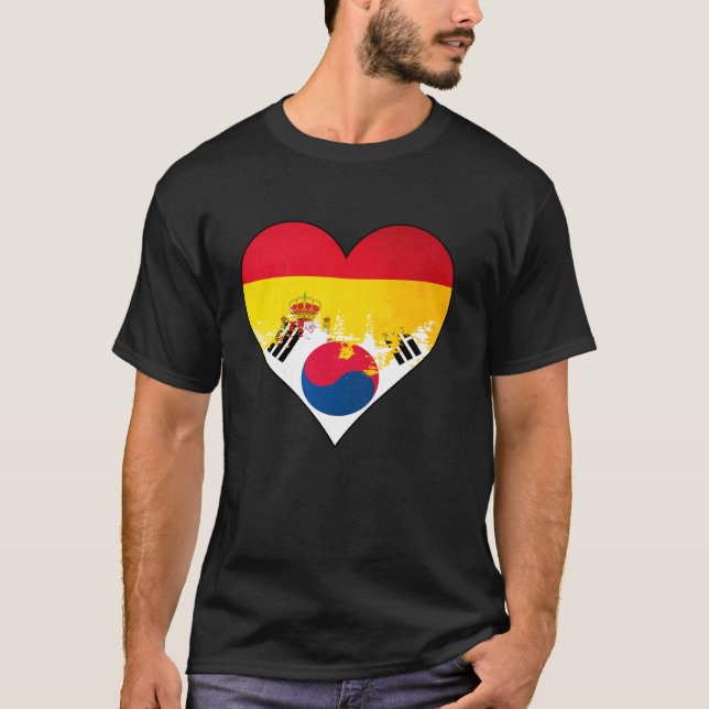Spanien och sydkoreanska hjärtarvsflagga t shirt (Framsida)