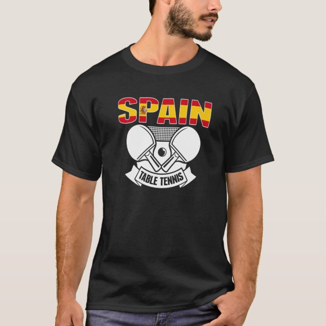 Spanien Ping Pong Spain Bord Tennis Team Support T Shirt (Framsida)
