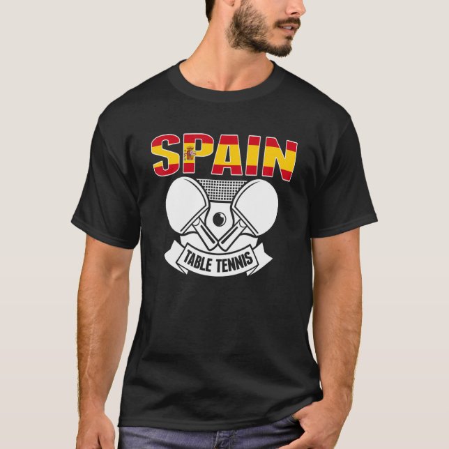 Spanien Ping Pong Spain Bord Tennis Team Support T Shirt (Framsida)