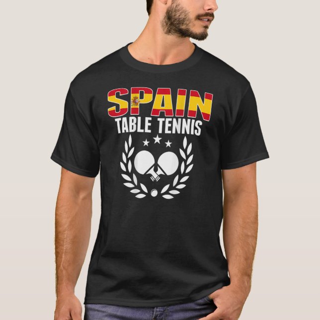 Spanien Ping Pong Spansk Bord Tennis Team Supp T Shirt (Framsida)