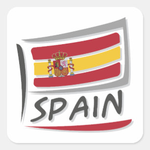 Spanien Pride X Flagga Fyrkantigt Klistermärke