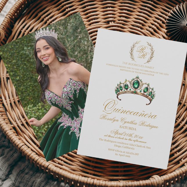 Spanien Quinceanera Guld Tiara 15:e födelsedagen Inbjudningar (Skapare uppladdad)