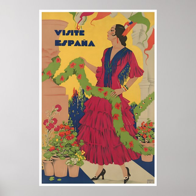Spanien Resa Affisch Vintage Art Visite Espana (Framsidan)