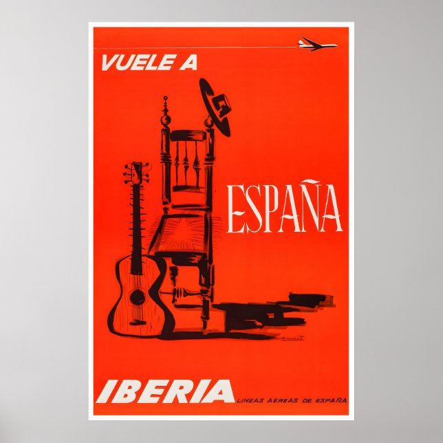 Spanien Resaaffisch Spanien Guitar Konst Iberia Poster (Framsidan)