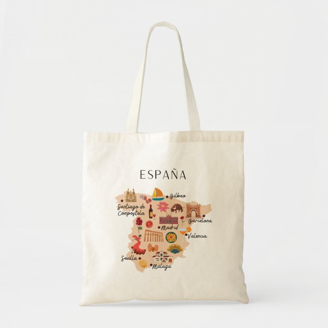 Spanien reskarta (dubbelsidig tryck) tygkasse (Framsidan)