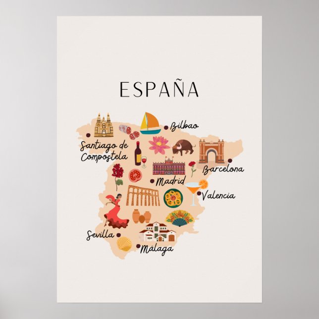 Spanien reskarta poster (Framsidan)