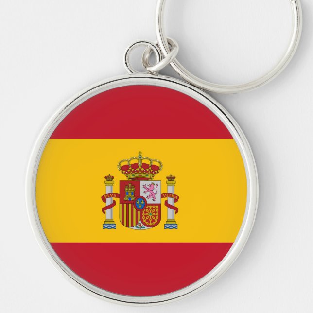 SPANIEN RUND SILVERFÄRGAD NYCKELRING (Framsidan)