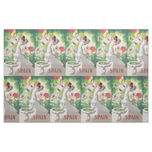 Spanien Senorita Birds Flowers Fiesta Garden Tyg