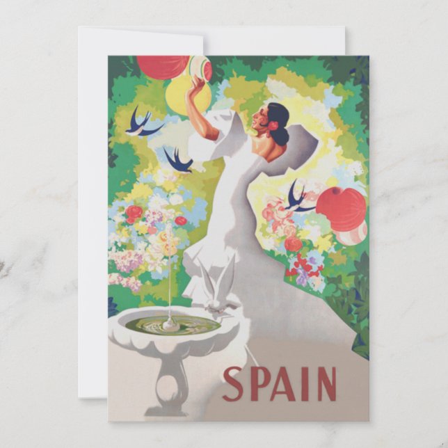 Spanien Senorita Fåglar Blommor Fiesta Trädgård (Framsida)