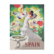 Spanien Senorita Fåglar Blommor Fiesta Trädgård