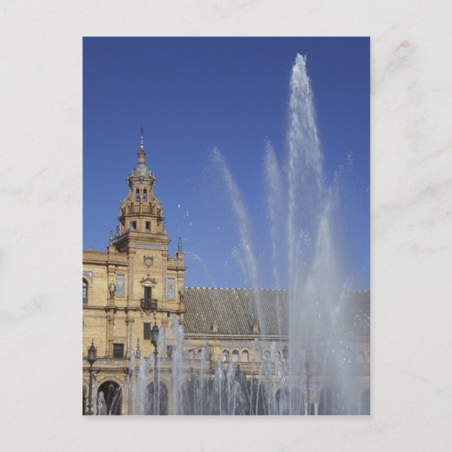 Spanien, Sevilla, Andalusien Fontän och Ornate Vykort (Framsida)