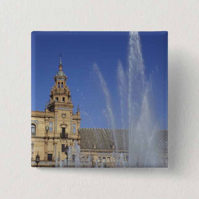 Spanien, Sevilla, Andalusien Fontän och utsmyckad Knapp (Framsida)