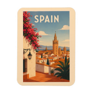 Spanien Sevilla Illustration Resa Konst Vintage Magnet