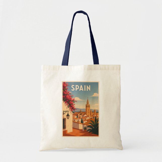 Spanien Sevilla Illustration Resa Konst Vintage Tygkasse (Framsidan)