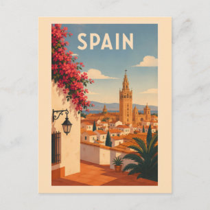 Spanien Sevilla Illustration Resa Konst Vintage Vykort