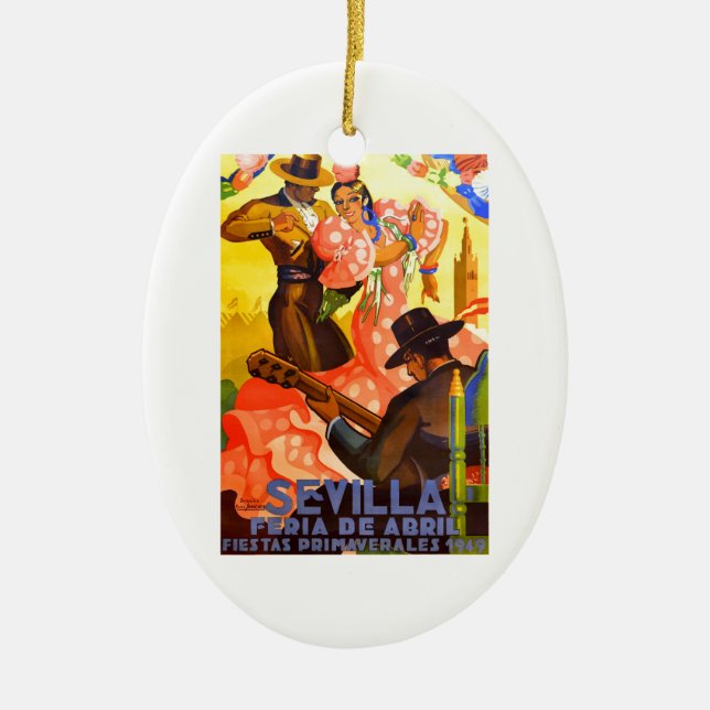 Spanien Seville April mässaaffisch 1949 Julgransprydnad Keramik (Framsidan)