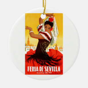 Spanien Seville April mässaaffisch 1959 Julgransprydnad Keramik