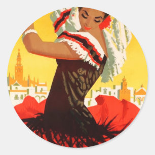 Spanien Seville April mässaaffisch 1959 Runt Klistermärke