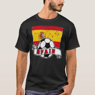 Spanien SOCCER BALL OCH FLAGGA DISTRESSED T Shirt