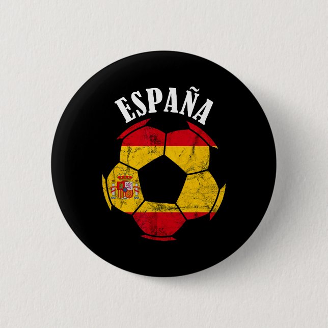 Spanien Spanien Flagga Spanien Fotbollsspelare Spa Knapp (Framsida)